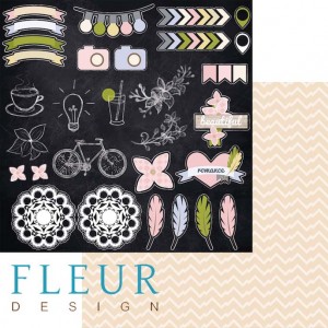 Бумага для скрапбукинга двухсторонняя FD1002304 "Моменты. Картинки" Fleur design, 30х30 см